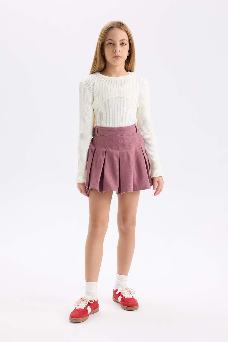 Jupe short en Gabardine plissée pour fille