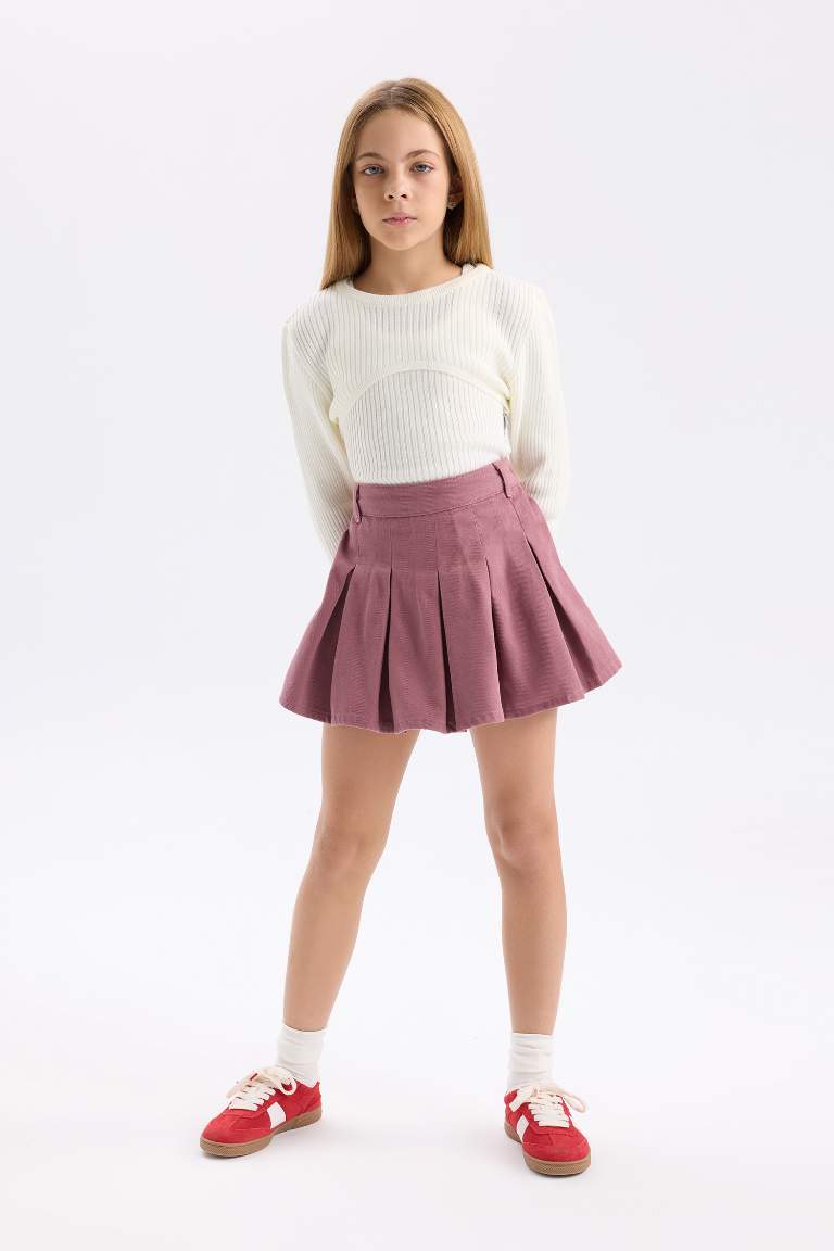 Jupe short en Gabardine plissée pour fille