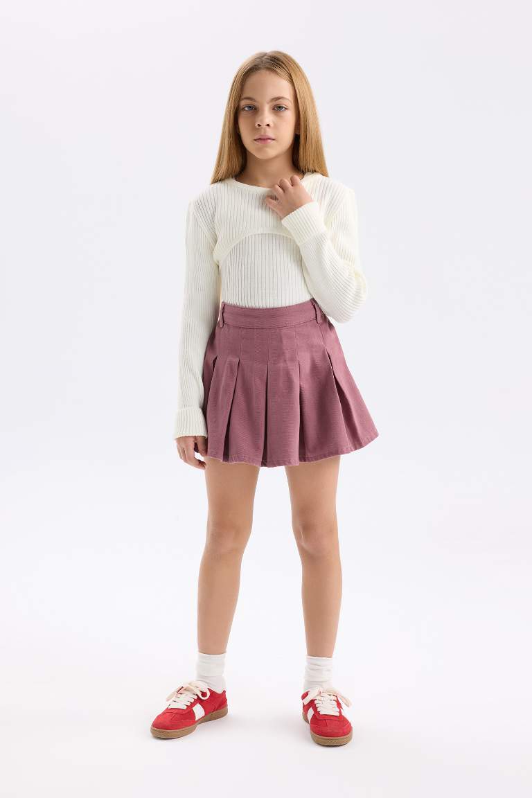 Jupe short en Gabardine plissée pour fille