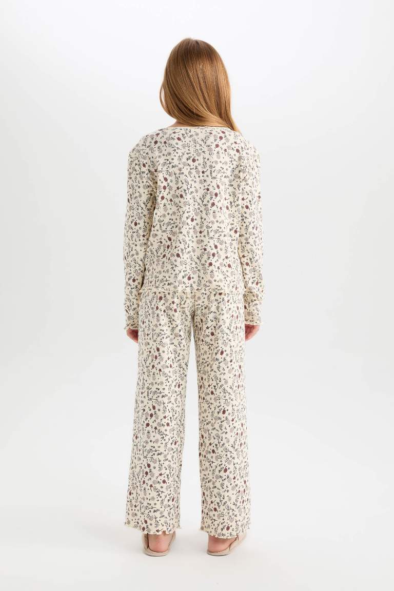 Ensemble Pyjama imprimé de fleurs à coupe régulière Col rond pour Fille