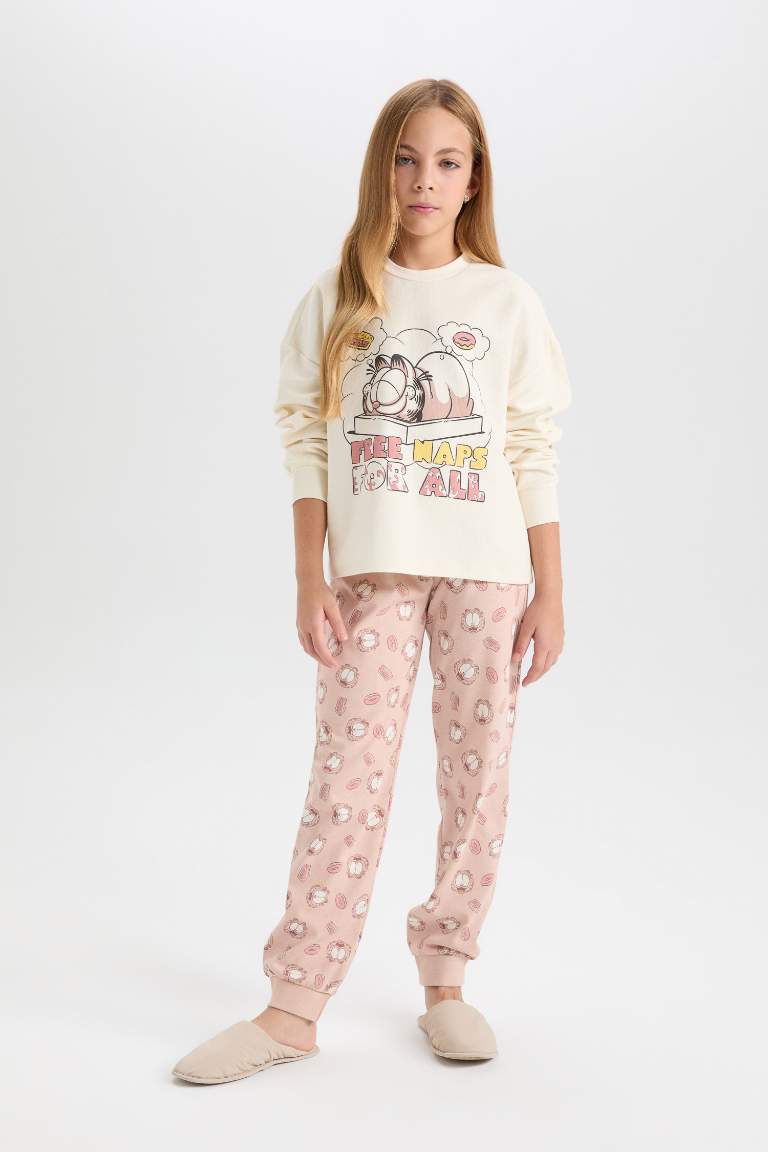 Girl Garfield Sweatshirt Bottom 2 Piece Pajama Set