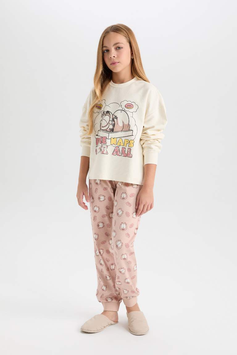 Girl Garfield Sweatshirt Bottom 2 Piece Pajama Set