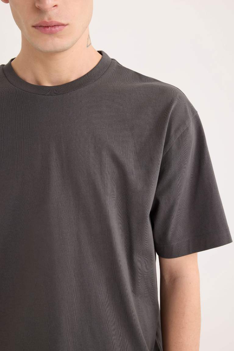 Boxy Fit Crew Neck Basic Short Sleeve T-Shirt