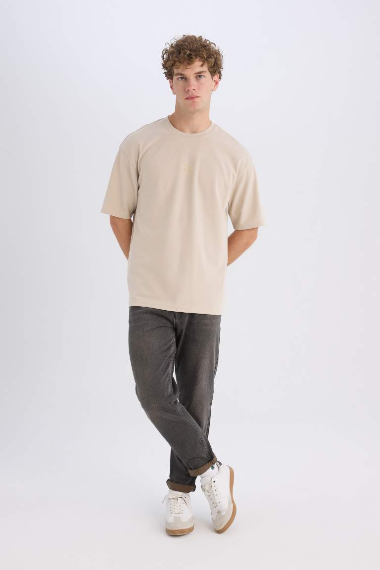 Boxy Fit Crew Neck Basic Short Sleeve T-Shirt