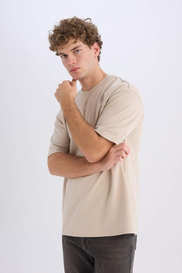 Boxy Fit Crew Neck Basic Short Sleeve T-Shirt