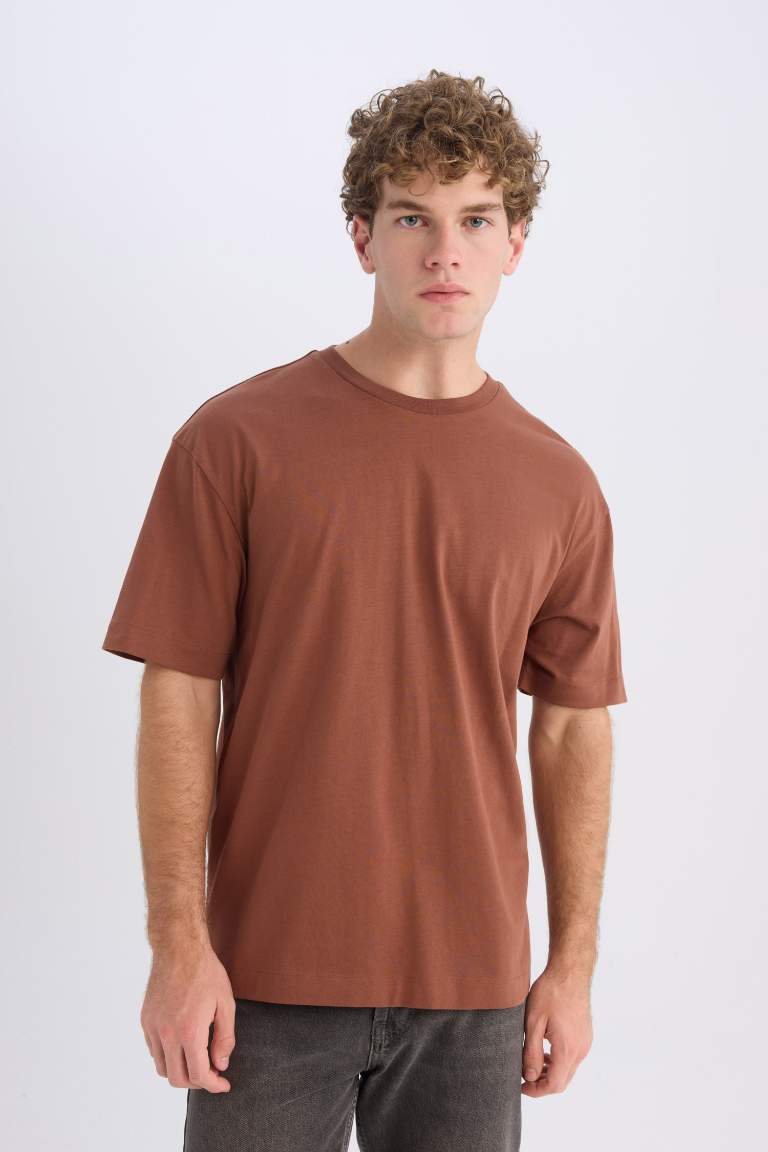 Boxy Fit Crew Neck Basic Short Sleeve T-Shirt