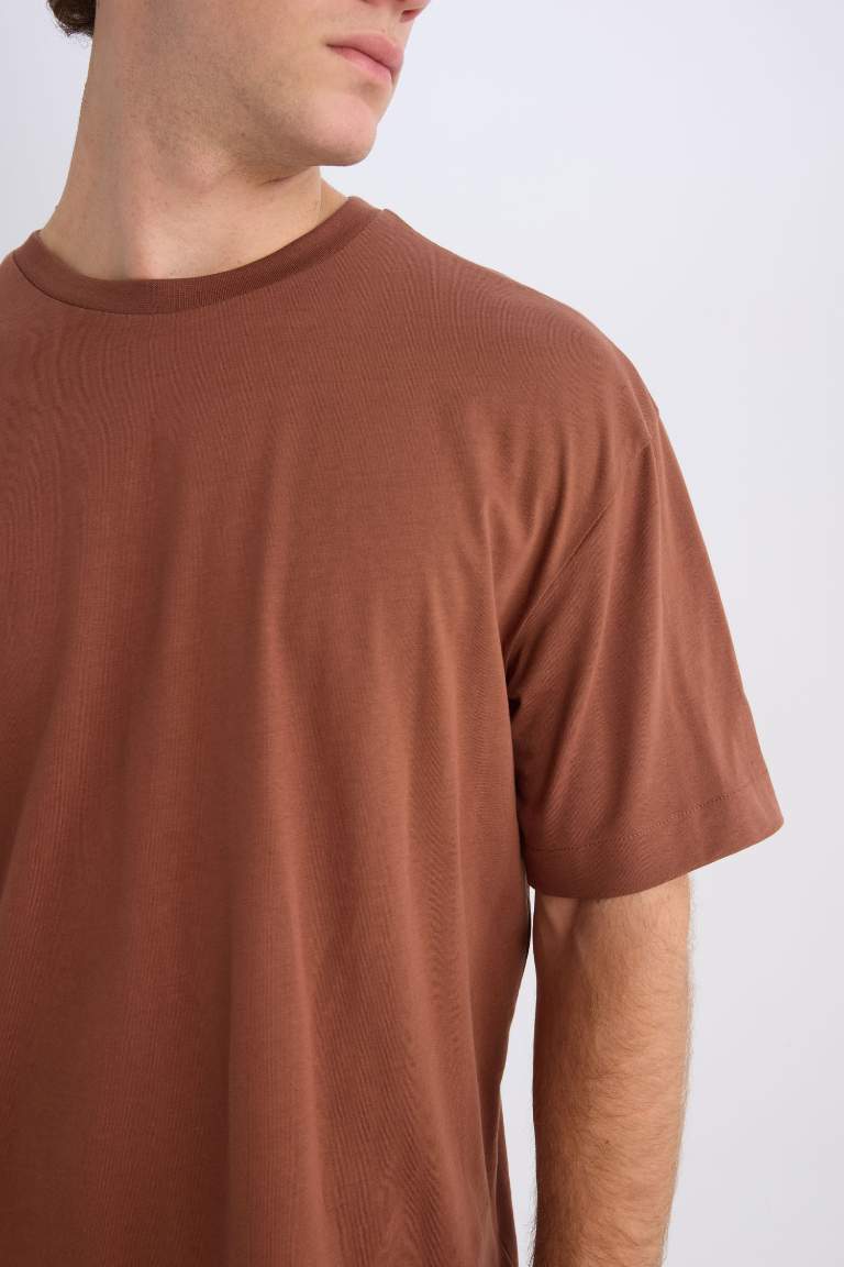 Boxy Fit Crew Neck Basic Short Sleeve T-Shirt