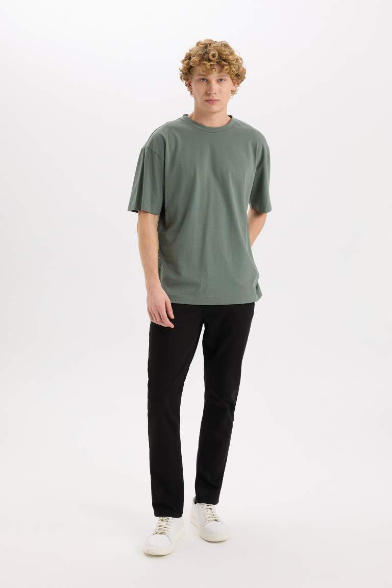 Boxy Fit Crew Neck Basic Short Sleeve T-shirt,