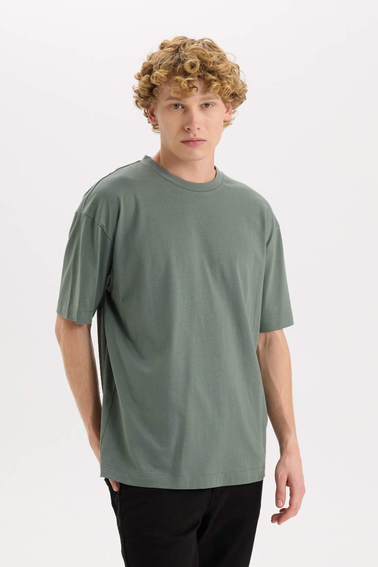 Boxy Fit Crew Neck Basic Short Sleeve T-shirt,