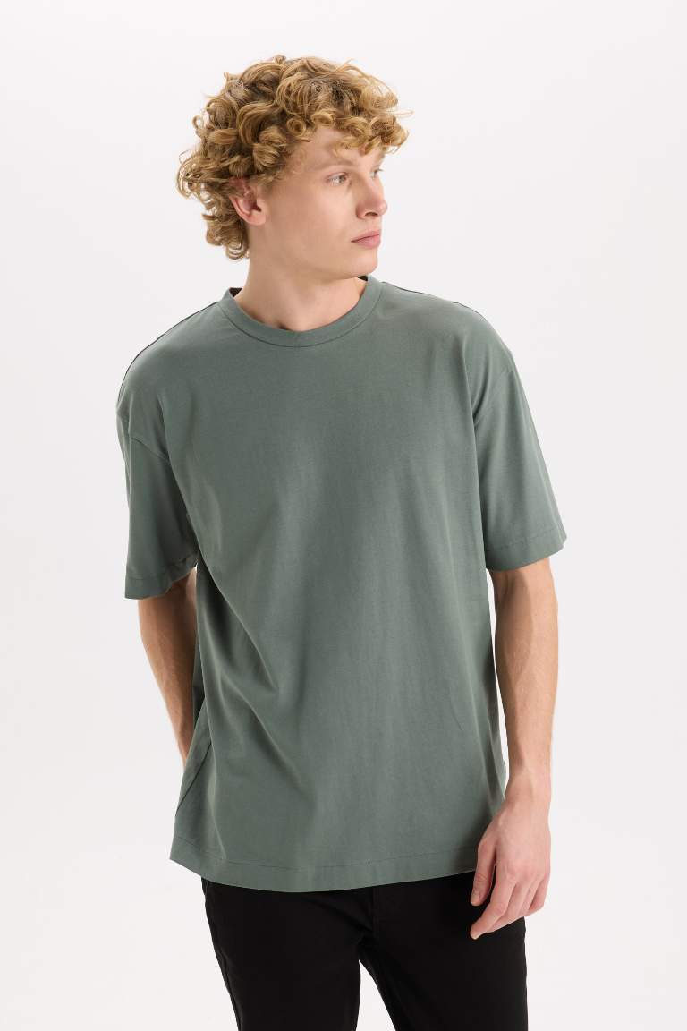 Boxy Fit Crew Neck Basic Short Sleeve T-shirt,