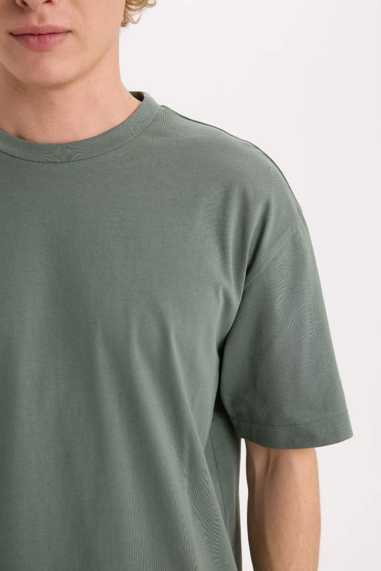 Boxy Fit Crew Neck Basic Short Sleeve T-shirt,