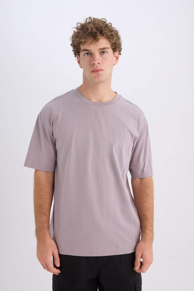 Boxy Fit Crew Neck Basic Short Sleeve T-Shirt