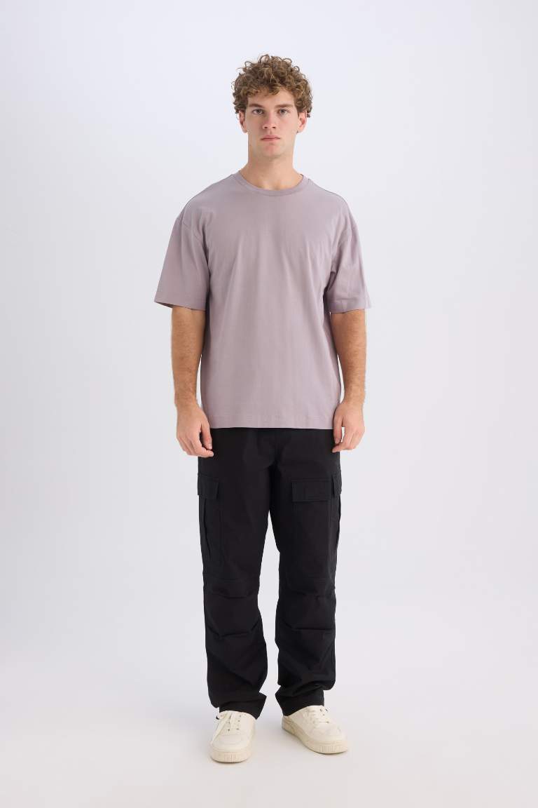 Boxy Fit Crew Neck Basic Short Sleeve T-Shirt