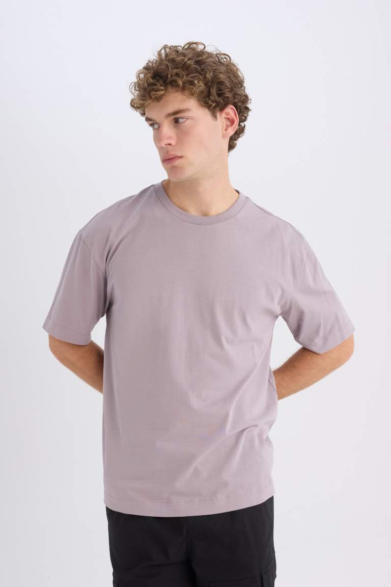 Boxy Fit Crew Neck Basic Short Sleeve T-Shirt