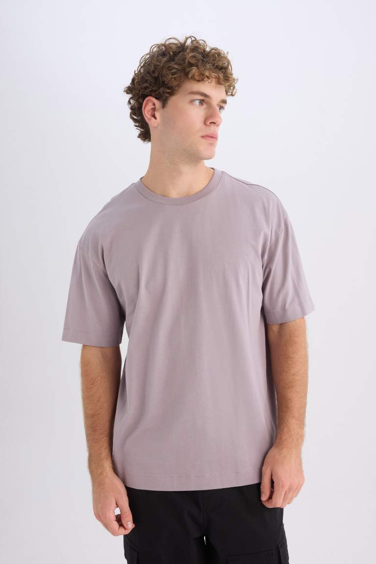 Boxy Fit Crew Neck Basic Short Sleeve T-Shirt