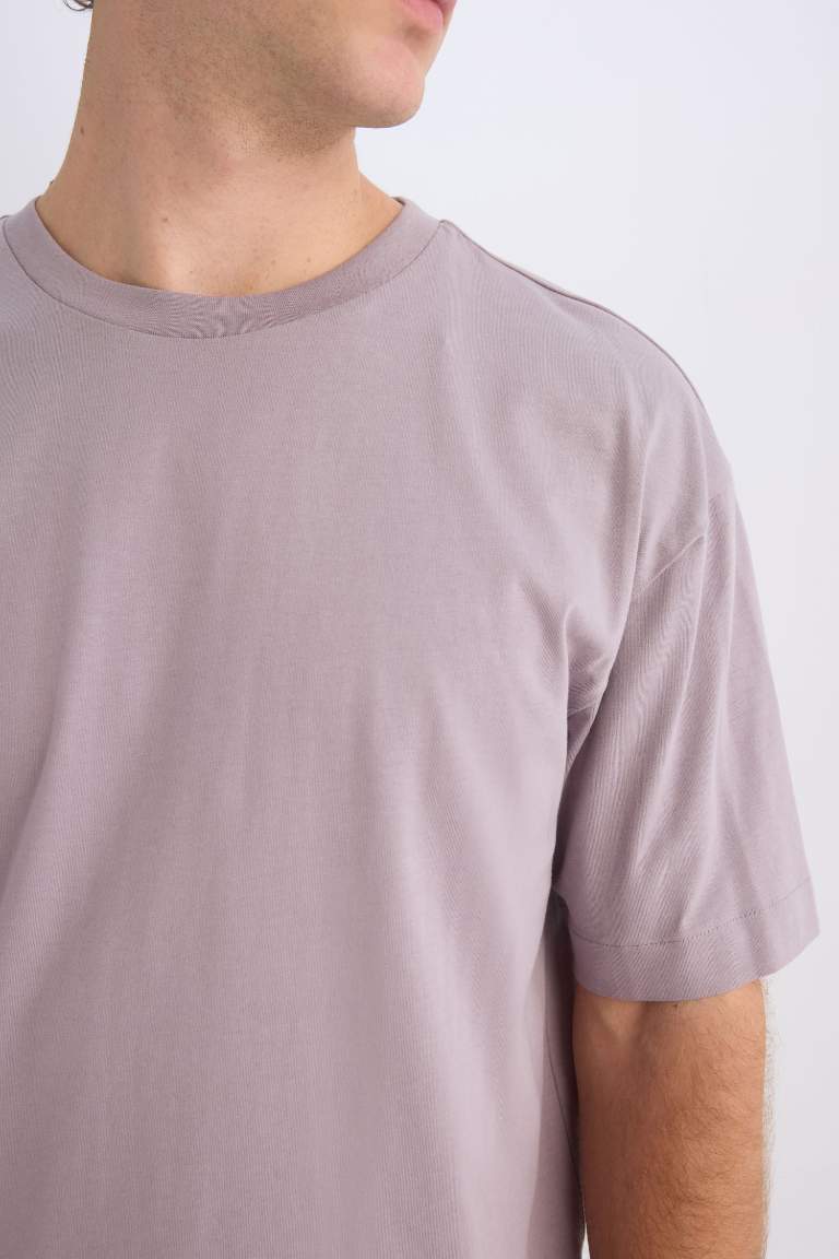 Boxy Fit Crew Neck Basic Short Sleeve T-Shirt