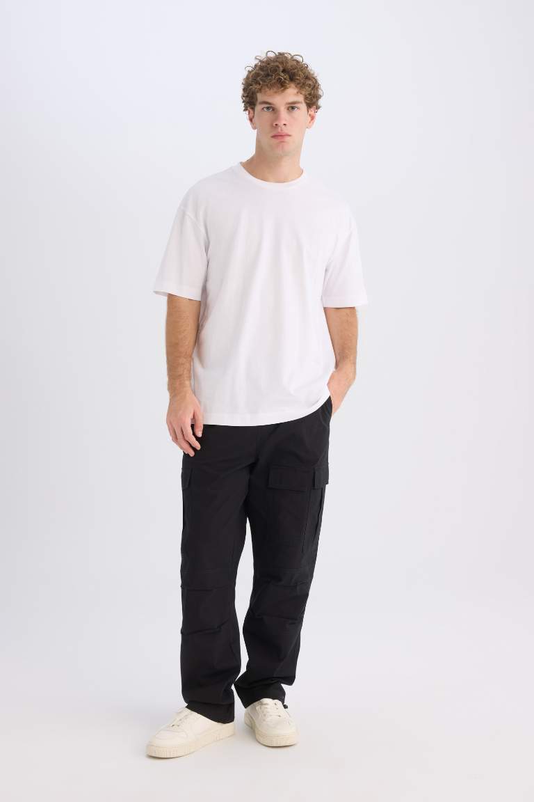 Boxy Fit Crew Neck Basic Short Sleeve T-Shirt