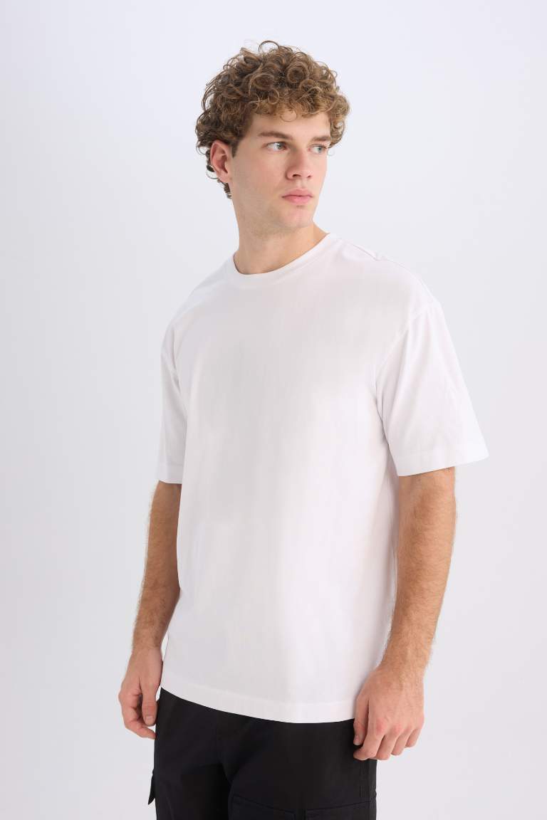 Boxy Fit Crew Neck Basic Short Sleeve T-Shirt