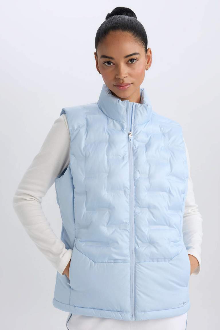 DeFactoFit Stand Collar Zippered Waterproof Sports Puffer Vest