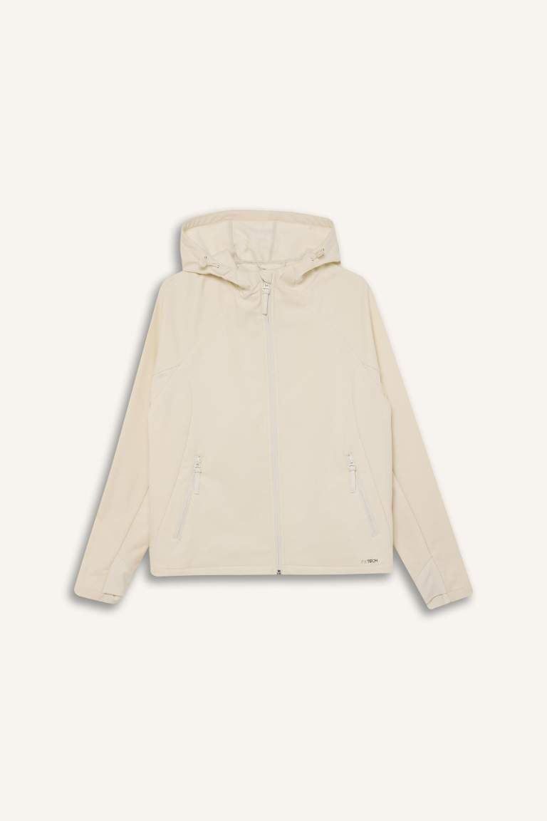 DeFactoFit Su İtici Regular Fit Kapüşonlu Fermuarlı Softshell Mont