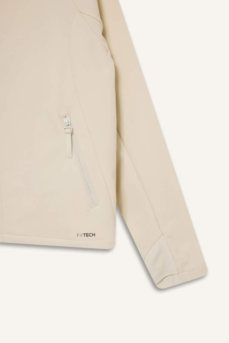 DeFactoFit Su İtici Regular Fit Kapüşonlu Fermuarlı Softshell Mont