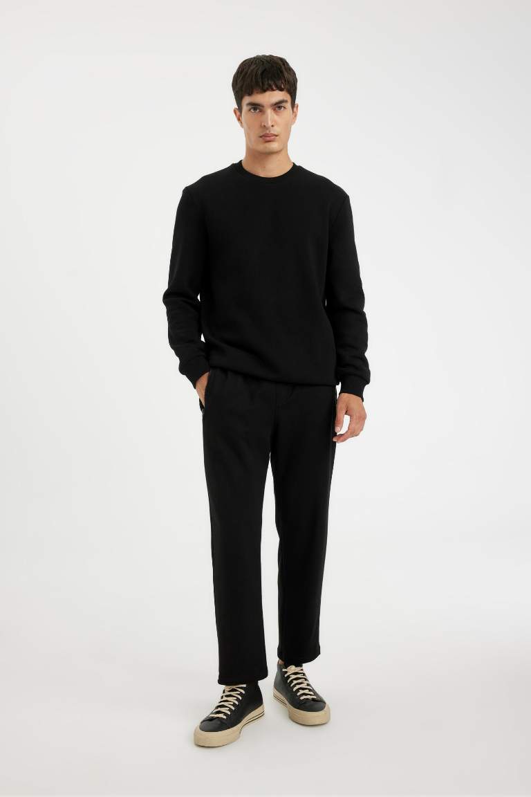Siyah Eşofman Altı Slim Fit Dar Kesim Fermuarlı Basic Düz Paça
