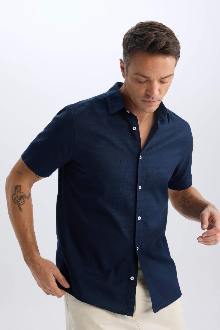 Regular Fit Polo Collar Short Sleeve Shirt