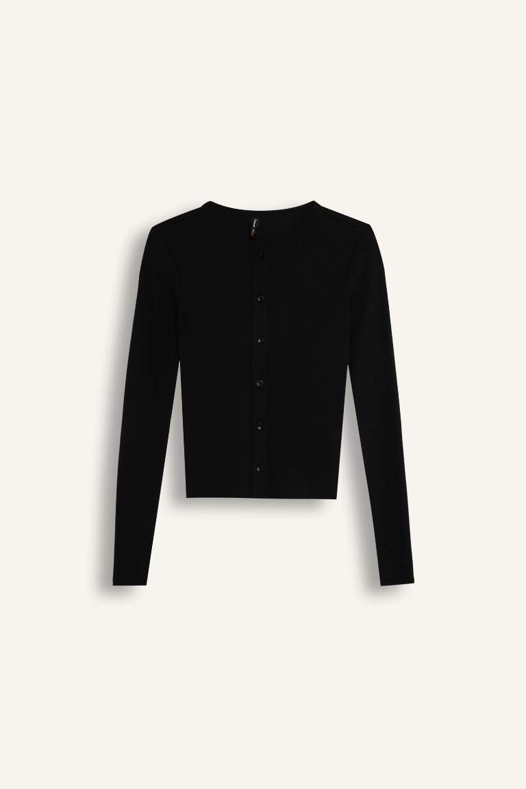 Cardigan Slim à col rond et à boutons pour Femme