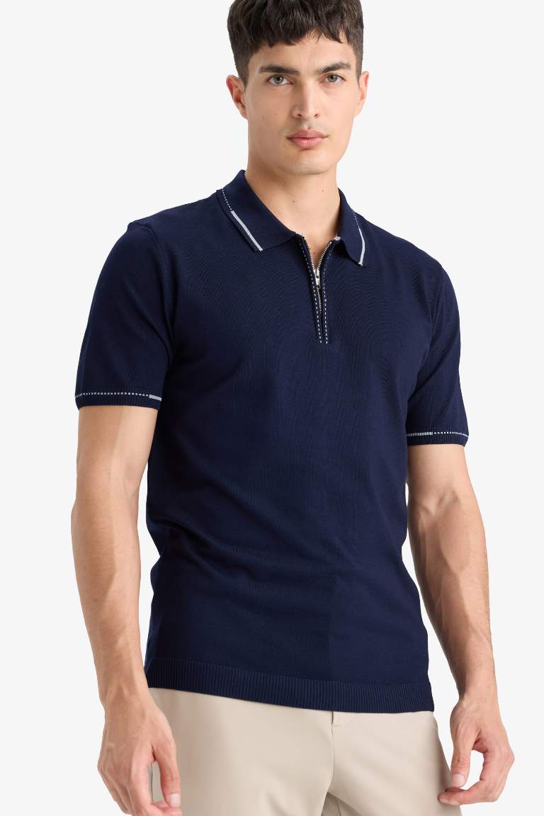 Standart Fit Polo Yaka Triko Kısa Kollu Tişört