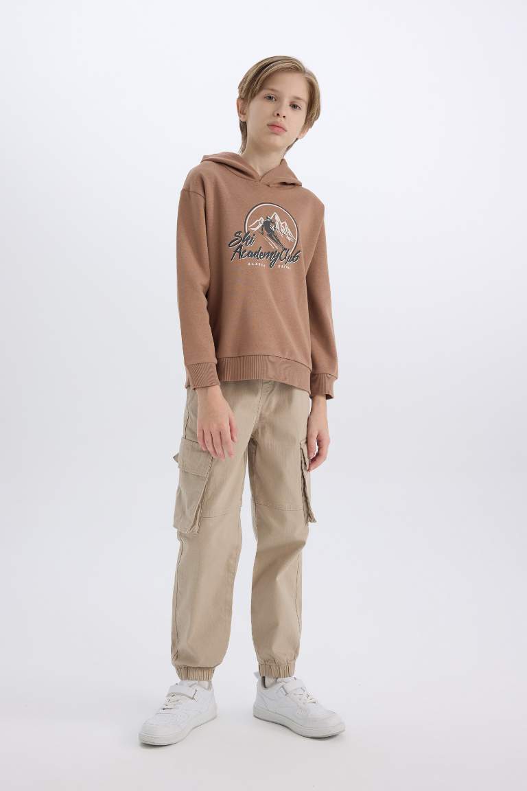 Boy Hooded Printed Sweatshirt