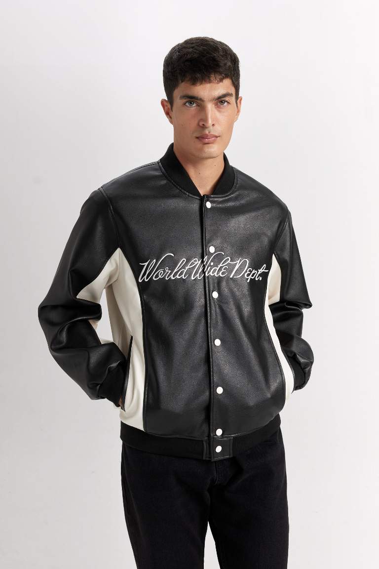 Regular Fit College Collar Waterproof Thin Bomber Jacket