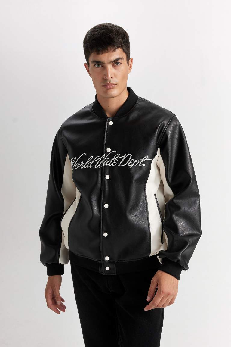 Regular Fit College Collar Waterproof Thin Bomber Jacket