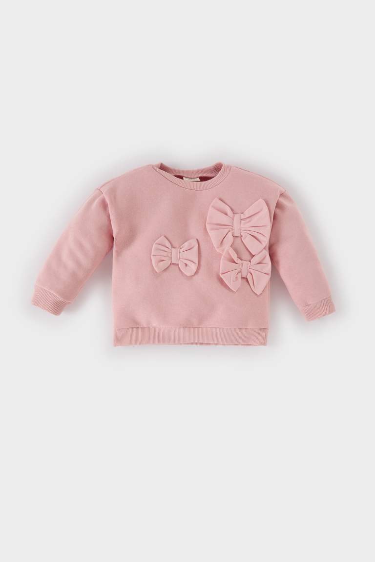 Sweatshirt à col rond avec nœud pour bébé fille