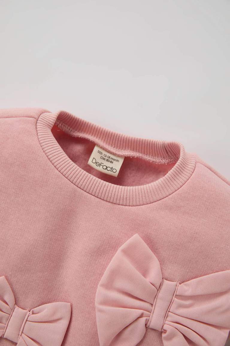 Sweatshirt à col rond avec nœud pour bébé fille