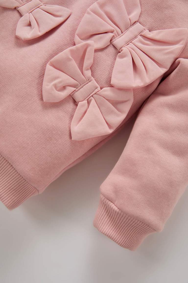 Sweatshirt à col rond avec nœud pour bébé fille