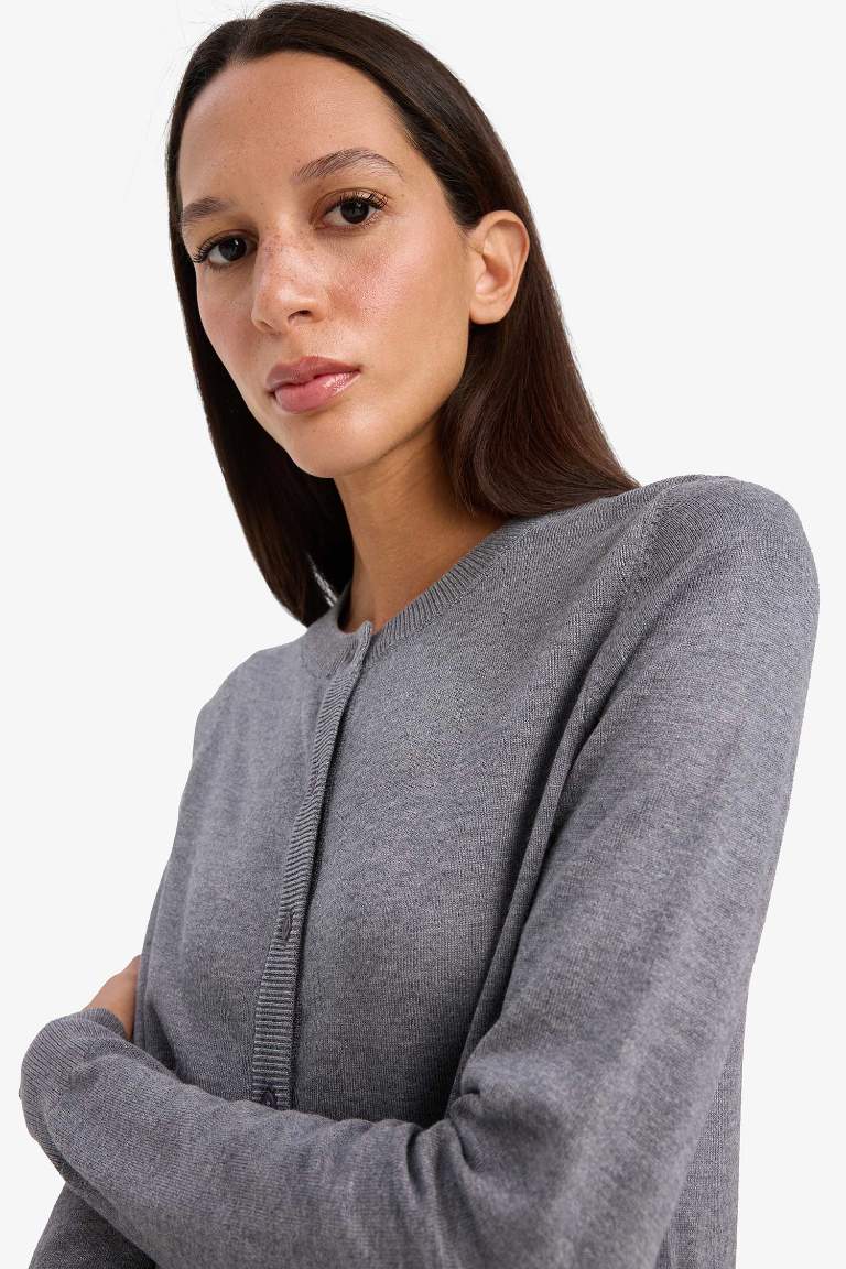 Regular Fit Basic Düz Düğmeli Triko Hırka