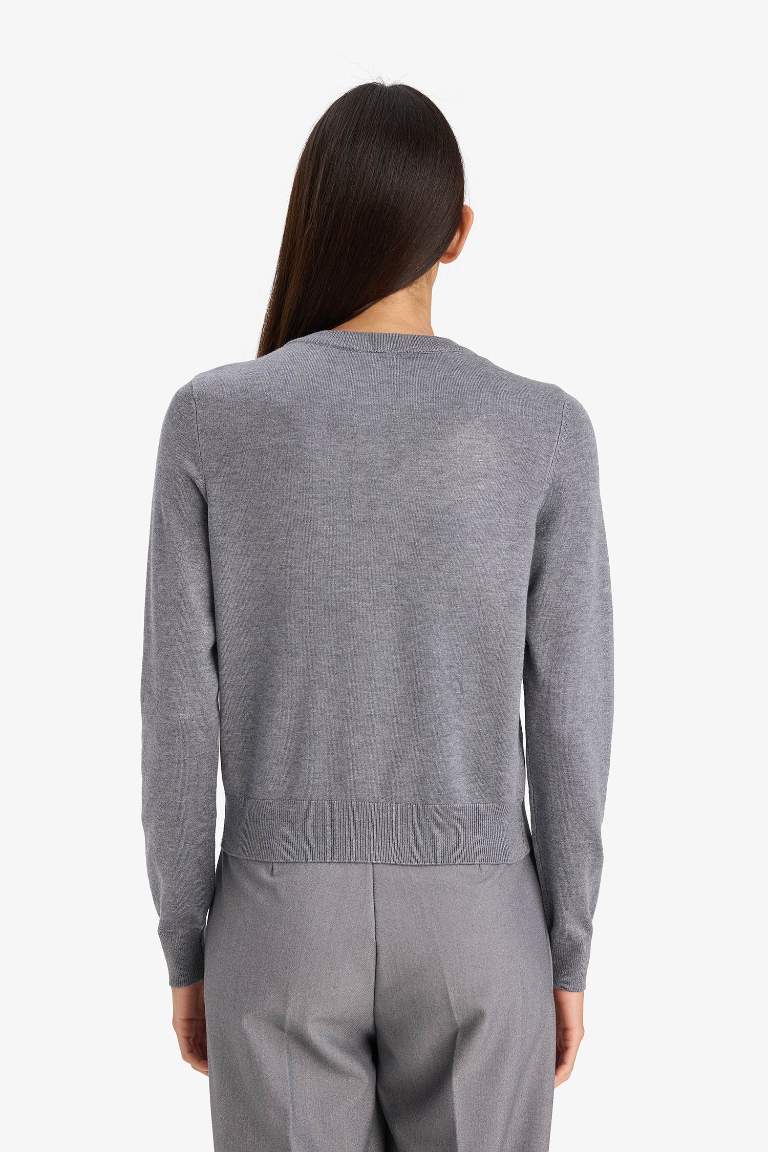 Regular Fit Basic Düz Düğmeli Triko Hırka