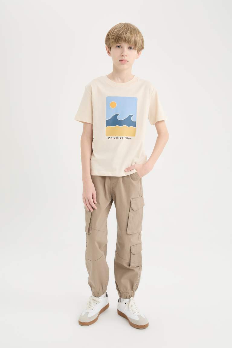 Boy Standard Leg Gabardine Cargo Joggers