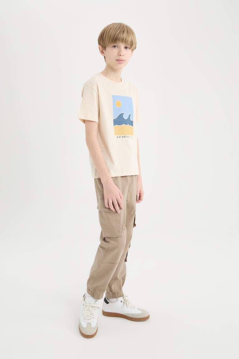 Boy Standard Leg Gabardine Cargo Joggers