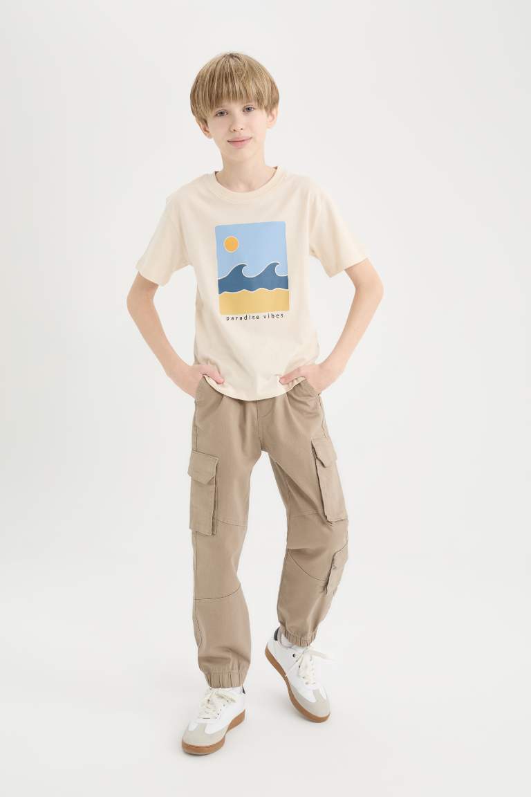 Boy Standard Leg Gabardine Cargo Joggers