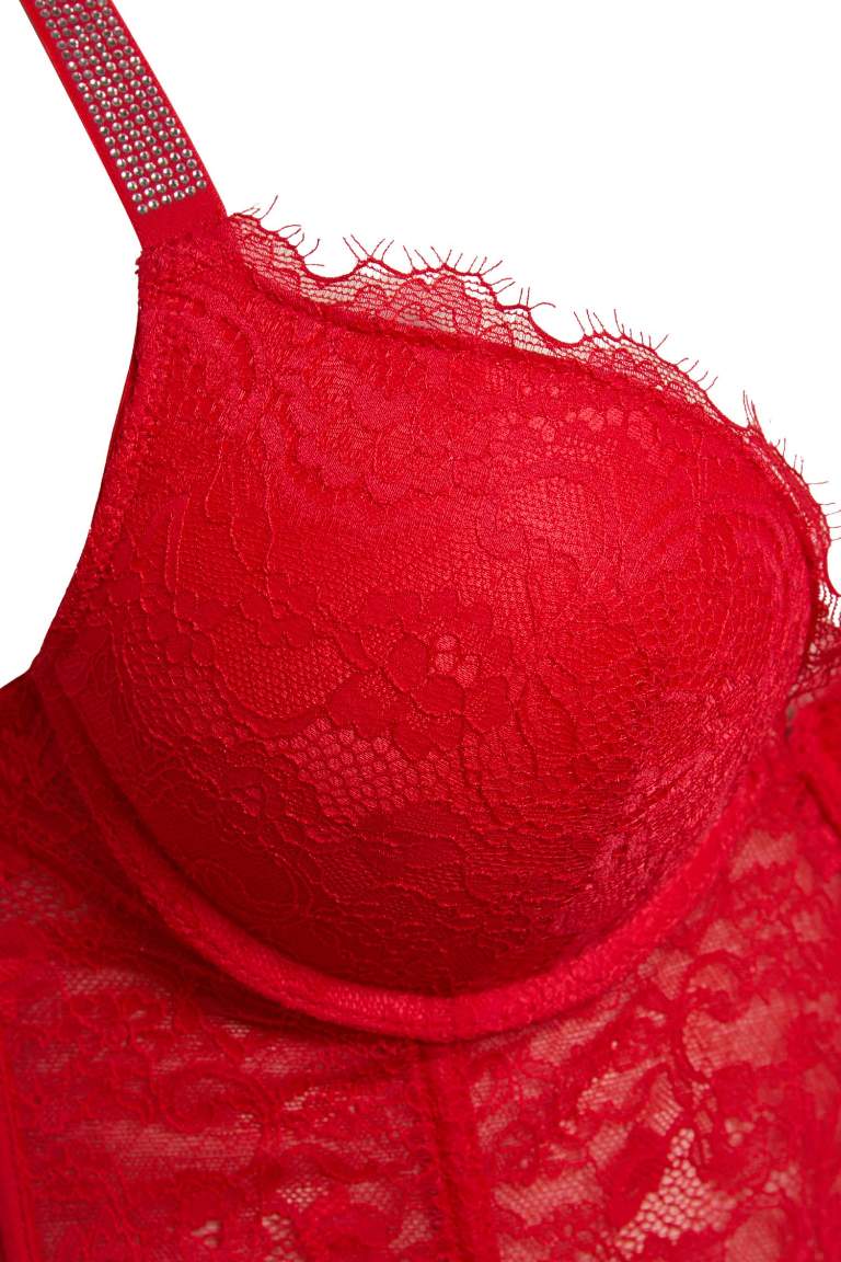 Fall in Love Lace Padded Red Bra