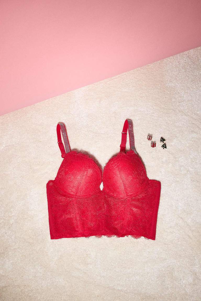 Fall in Love Lace Padded Red Bra