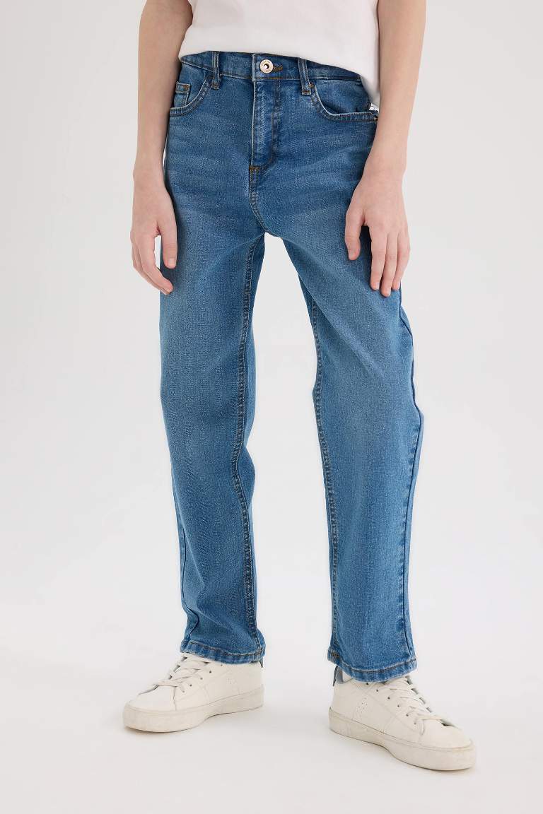 Erkek Çocuk Straight Fit Düz Paça Basic Düz Jean Pantolon