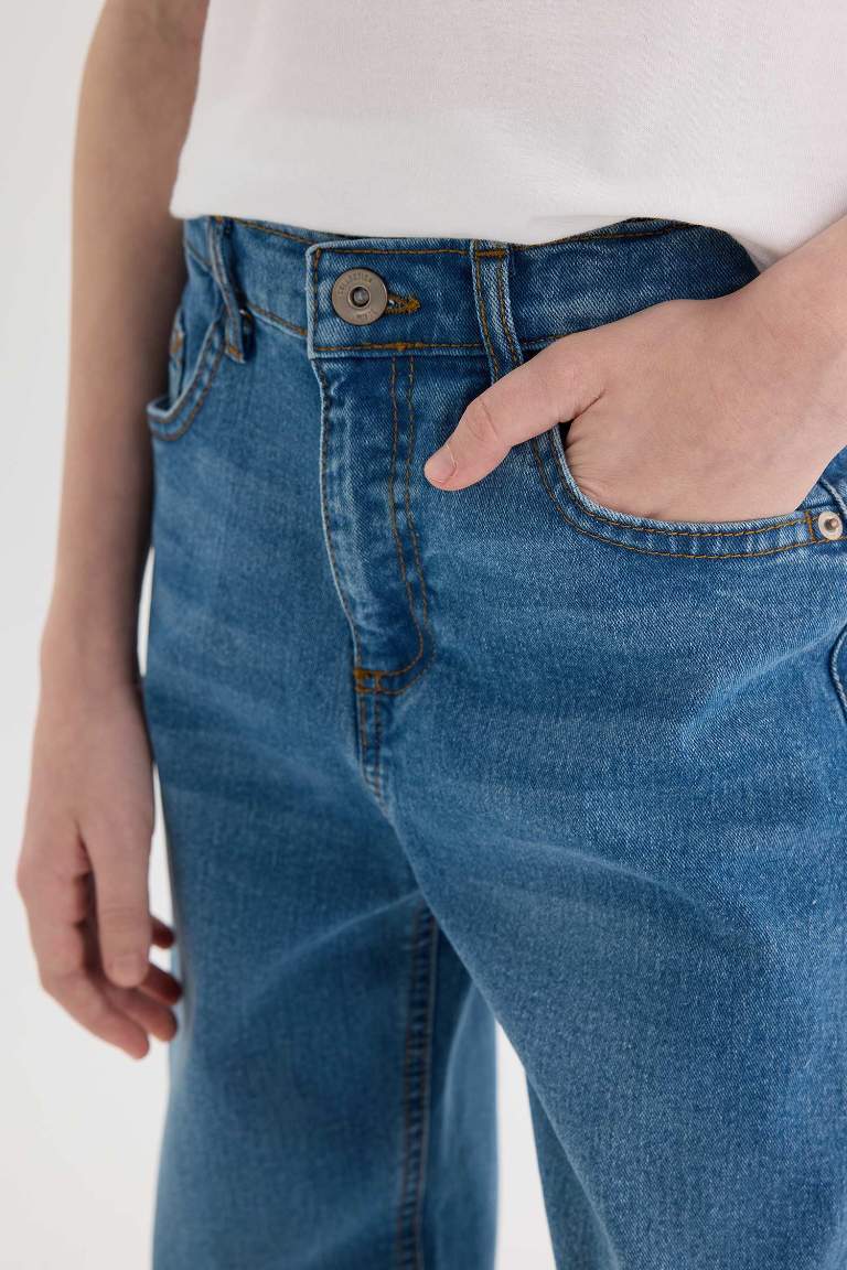 Erkek Çocuk Straight Fit Düz Paça Basic Düz Jean Pantolon