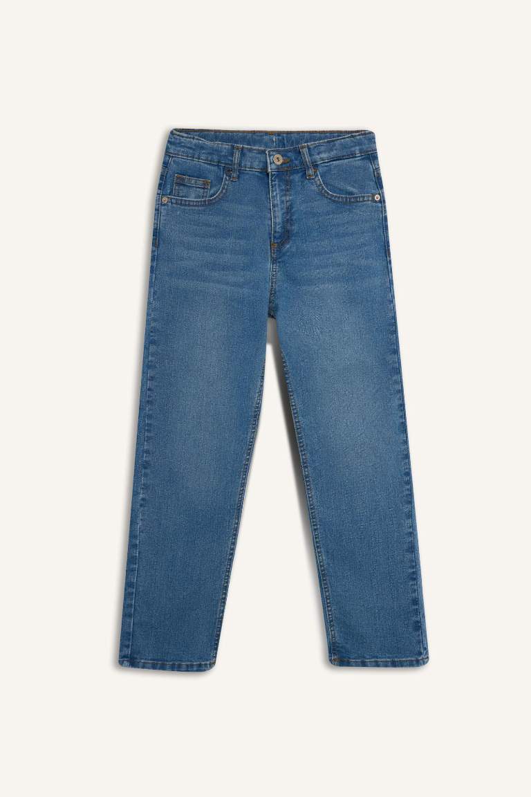 Erkek Çocuk Straight Fit Düz Paça Basic Düz Jean Pantolon