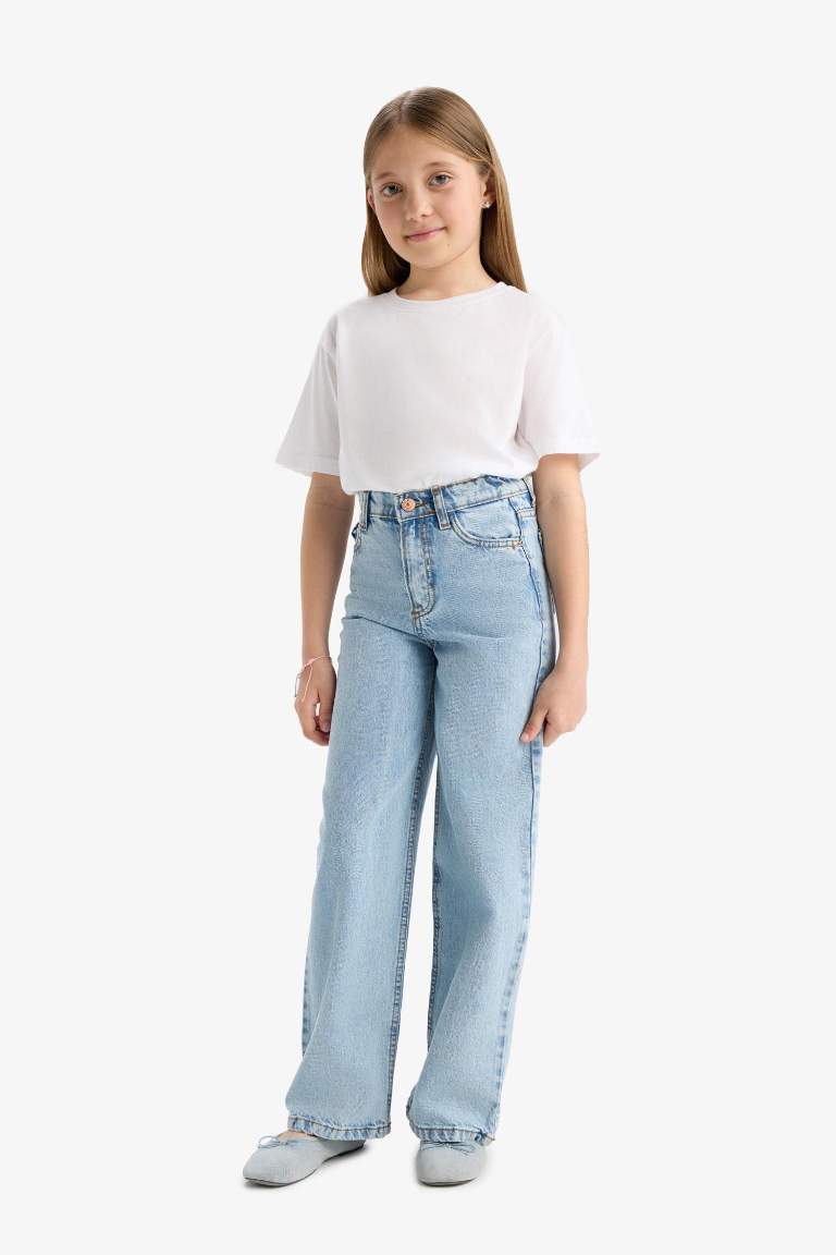 Kız Çocuk Wide Leg Geniş Paça Jean Pantolon