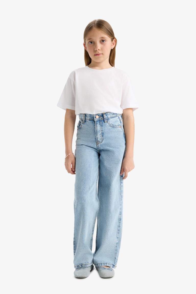 Kız Çocuk Wide Leg Geniş Paça Jean Pantolon