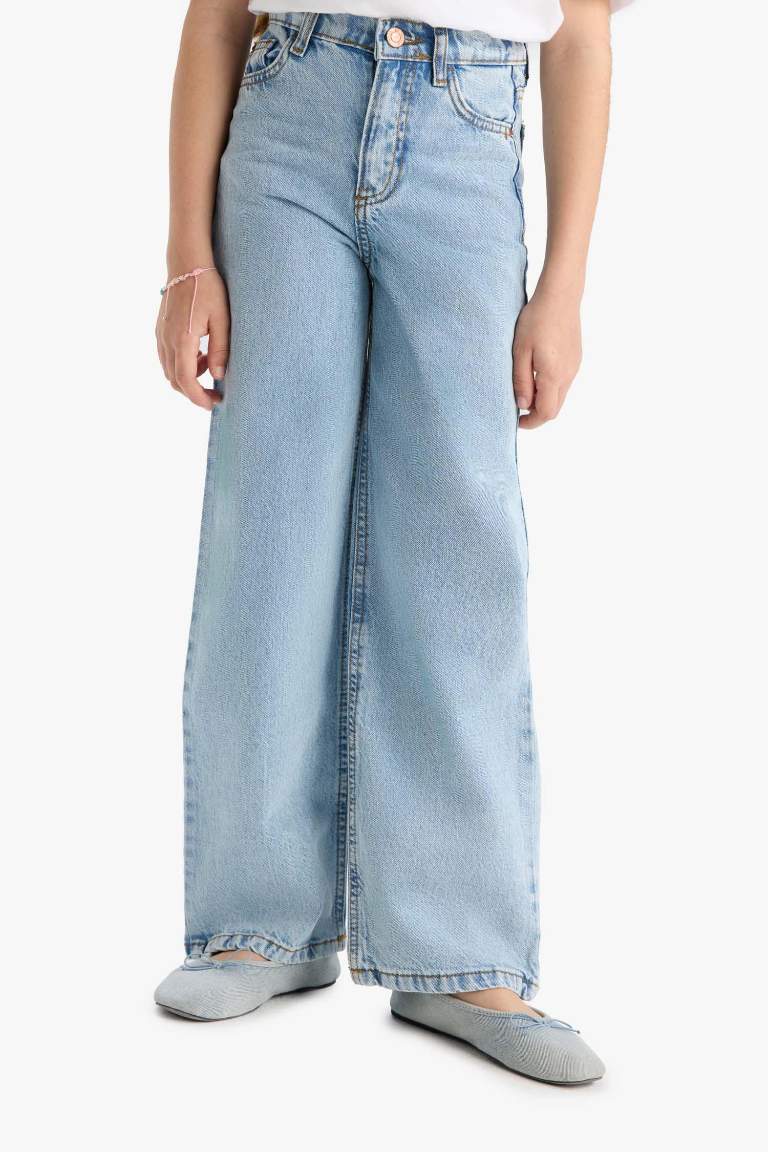 Kız Çocuk Wide Leg Geniş Paça Jean Pantolon