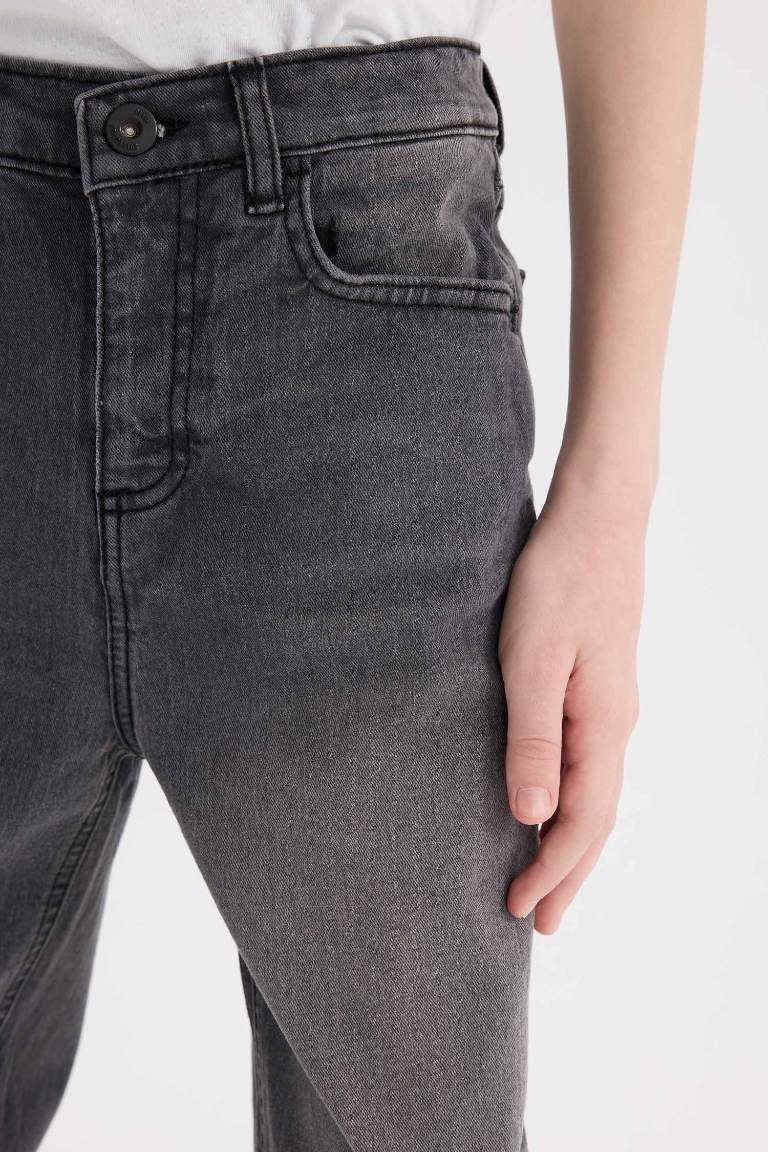 Erkek Çocuk Loose Fit Düz Paça Basic Düz Jean Pantolon