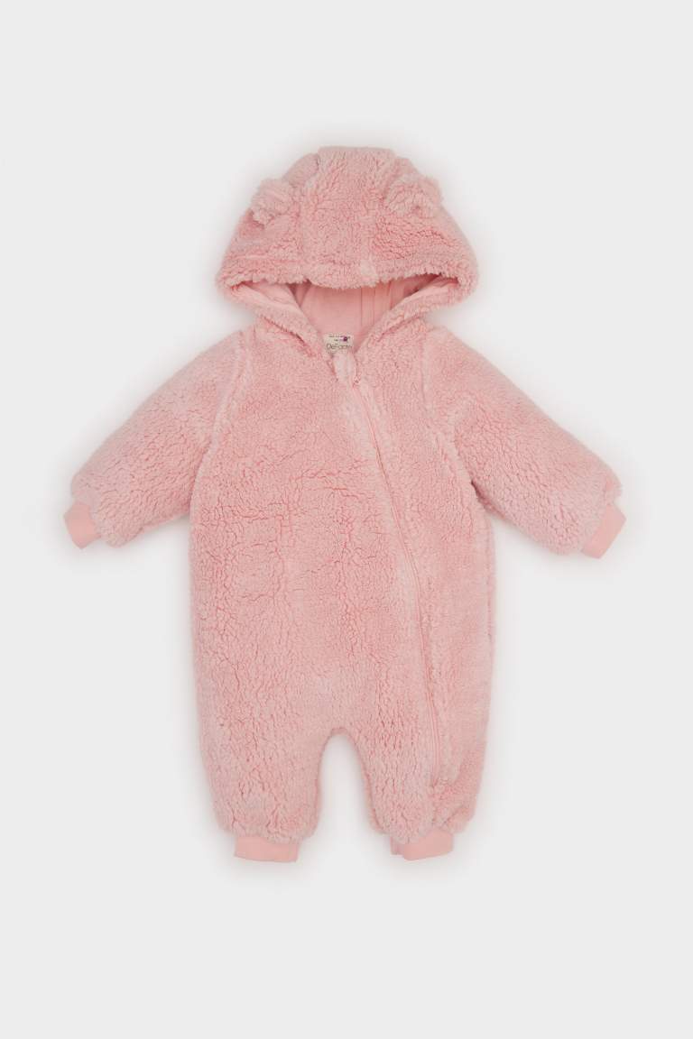 Baby Girl Newborn Plush Zippered Jumpsuit